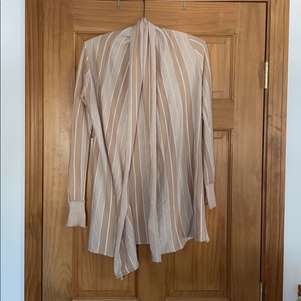 Beige/White Striped Cardigan